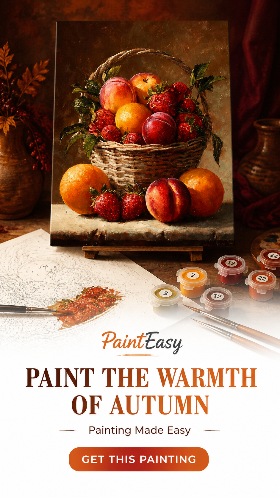 Autumn fruit still life paint-by-numbers kit