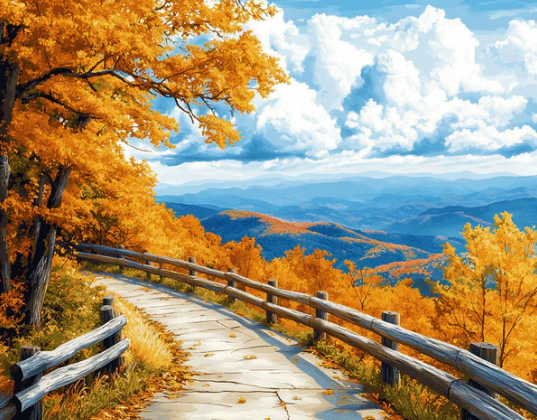 Diamond Painting：Autumn Vista Road