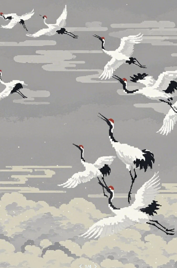 Diamond Painting：Cranes Ascending to Serenity