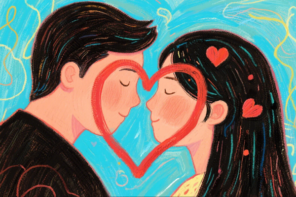 Diamond Painting：The Sweetest Serenade of Silence A Couple's Gentle Connection Forming a Heart