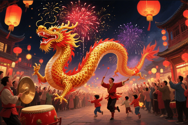 Paint by Numbers：Dragon Dance Welcomes the Year Festivity and Lively Atmosphere of the Lunar New Year Dragon Dance Painting Kit