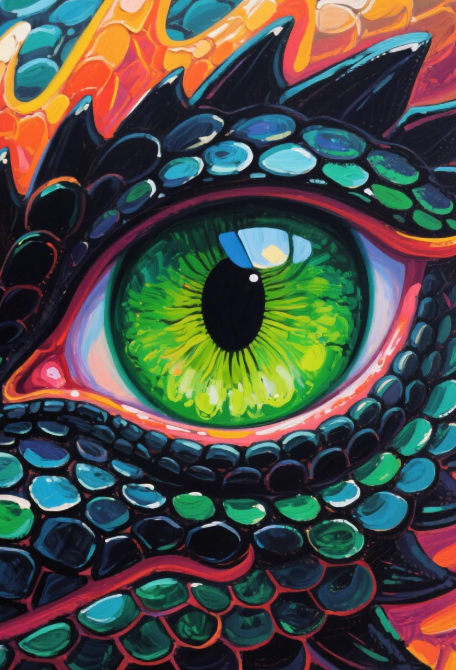 Paint by Numbers：Dragon Eye Gaze Deep Emerald Stare, a Close-up of the Dragon's Mystery and Power DIY Paint by Numbers Kit