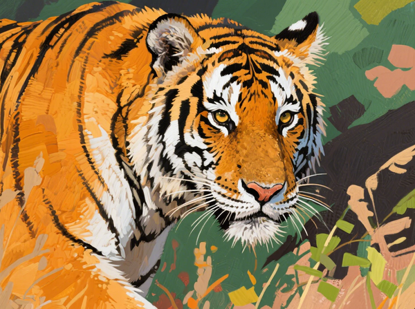 Paint by Numbers：Easy to Learn Wildlife DIY Painting - Spirit of the Jungle Feeling the Majesty and Wildness of a Tiger