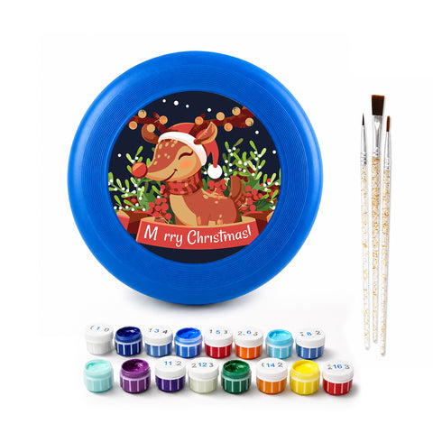Christmas Reindeer Frisbee Kit - finished craft design and kit preview