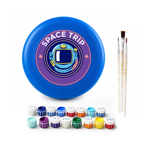 Space Trip Astronaut Frisbee Kit - paint by numbers frisbee kit with acrylic paints and brushes