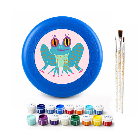 Spotted Frog Frisbee Kit - paint by numbers frisbee kit with acrylic paints and brushes