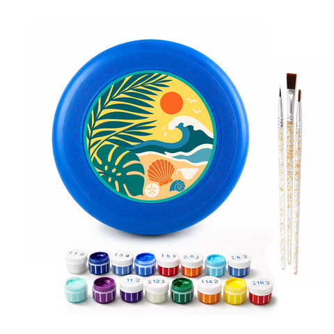 Palm Beach Wave Frisbee Kit - paint by numbers frisbee kit with acrylic paints and brushes