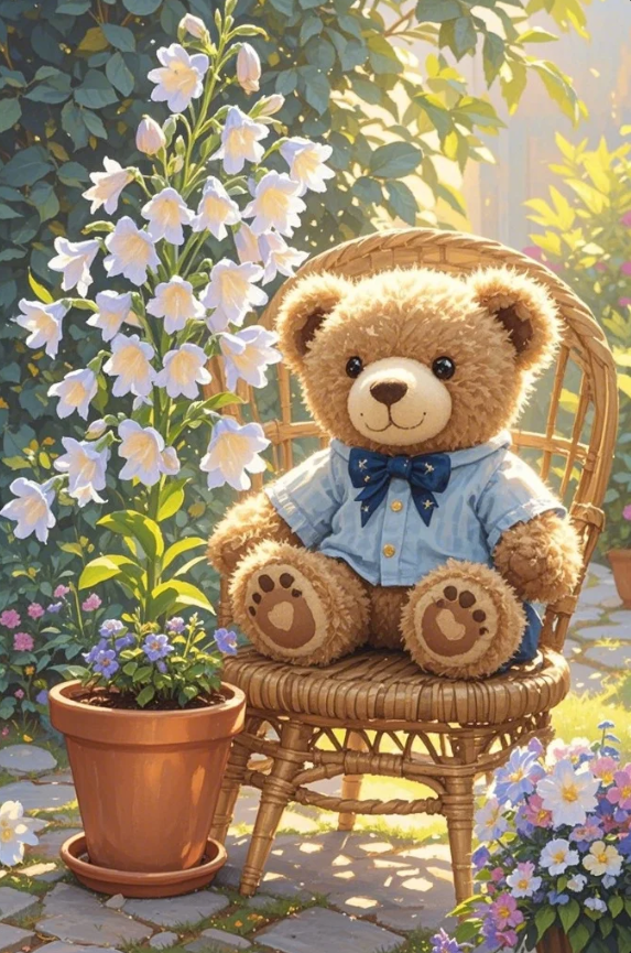 Paint by Numbers：Floral Nap Teddy Bear's Gentle Company and Floral Fragrance DIY Paint by Numbers Kit