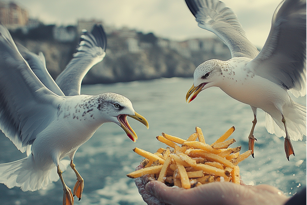 Paint by Numbers：Fries Frenzy Seagulls' Food Battle Painting Kit