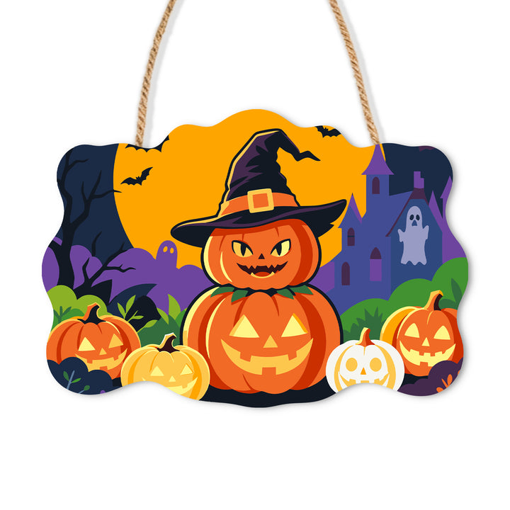 Halloween Pumpkin Witch Door Sign - Paint by Numbers wooden door sign kit photo 3