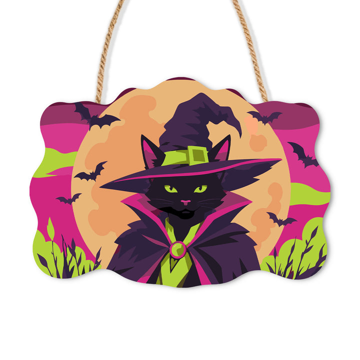 Halloween Black Cat Witch Door Sign - Paint by Numbers wooden door sign kit photo 3