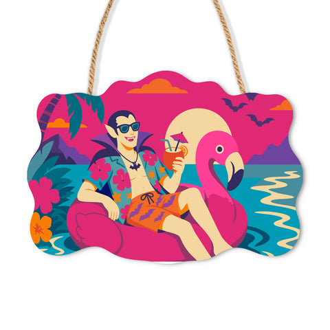Halloween Vampire Flamingo Door Sign - Paint by Numbers wooden door sign kit photo 3