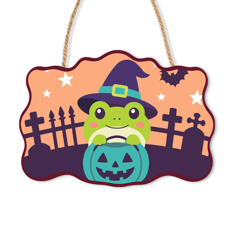 Halloween Trick or Treat Frog Door Sign - Paint by Numbers wooden door sign kit photo 3