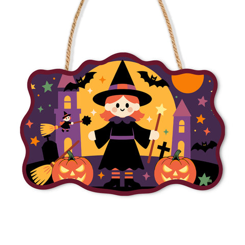 Halloween Little Witch Door Sign - Paint by Numbers wooden door sign kit photo 3