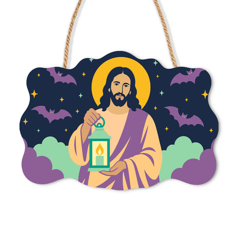 Halloween Jesus Lantern Door Sign - Paint by Numbers wooden door sign kit photo 3