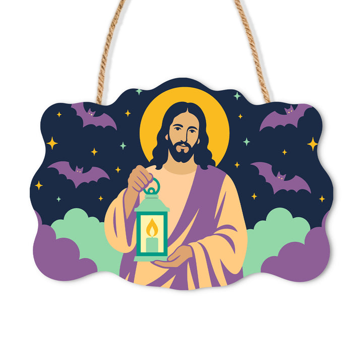 Halloween Jesus Lantern Door Sign - Paint by Numbers wooden door sign kit photo 3