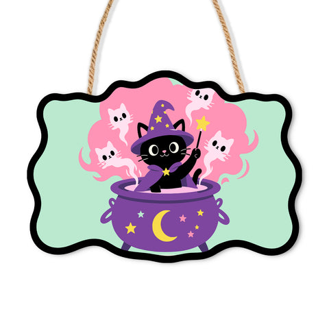 Halloween Wizard Cat Door Sign - Paint by Numbers wooden door sign kit photo 3