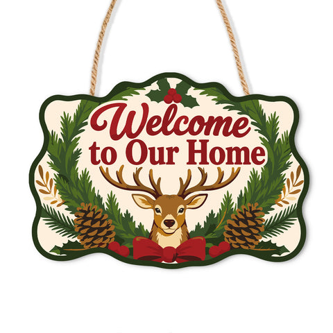 Christmas Deer Welcome Door Sign - finished craft design and kit preview
