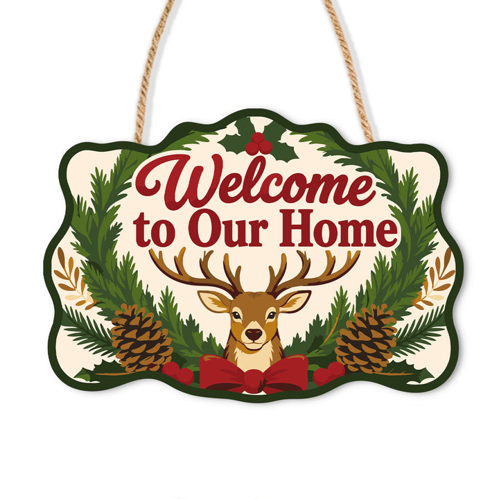 Christmas Deer Welcome Door Sign - finished craft design and kit preview