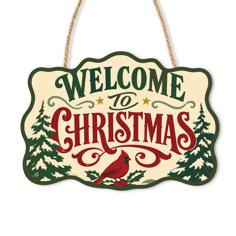 Christmas Welcome Cardinal Door Sign - Paint by Numbers wooden door sign kit