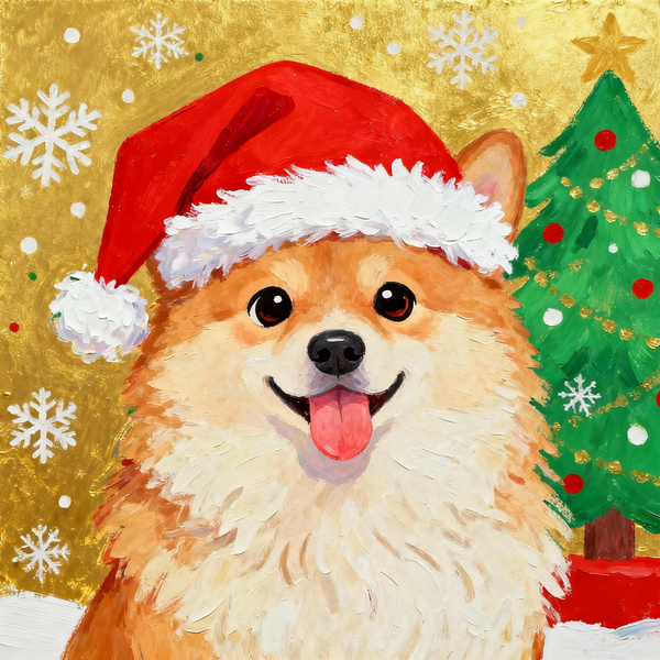 Paint by Numbers: Golden Foil Christmas Pomeranian Pet