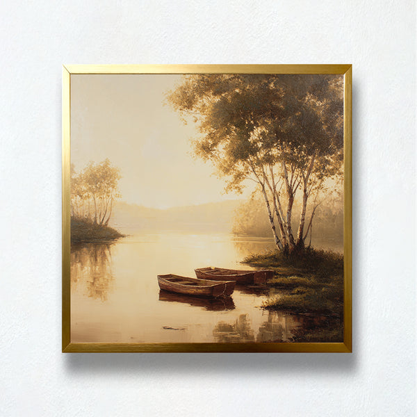 Golden Haze Lake Boats Paint by Numbers Kit | PaintEasy