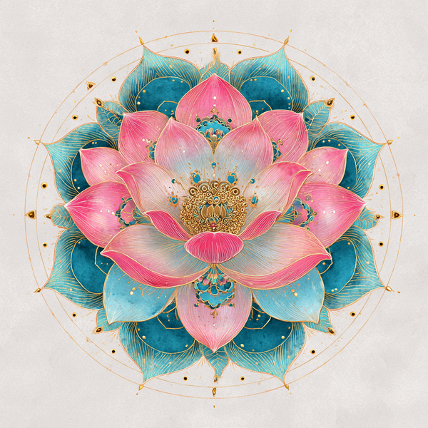 Golden Heart Lotus Mandala Paint by Numbers | Summer Harmony Mindfulness Art Kit