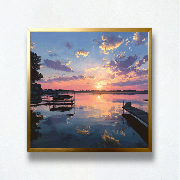 Golden Horizon Dockside Sunset Paint by Numbers Kit | PaintEasy