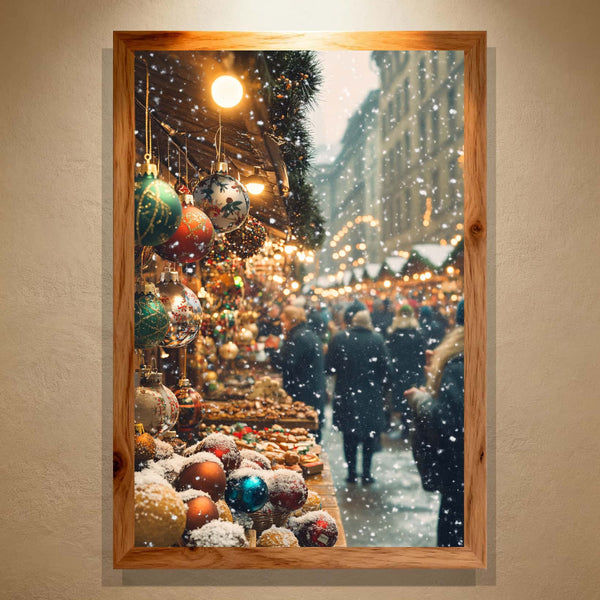 Golden Market Paint by Numbers | Christmas Street Fair & Snow Scene | Frost Luxe Collection by PaintEasy