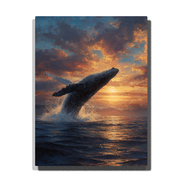 🐋 Sunset Leap – Humpback Whale Paint by Numbers Kit | Ocean Wildlife Art | PaintEasy