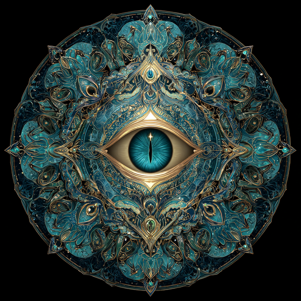 Inner Vision Mandala Paint by Numbers | Teal & Gold Air Element Mindful Art for Insight & Awakening
