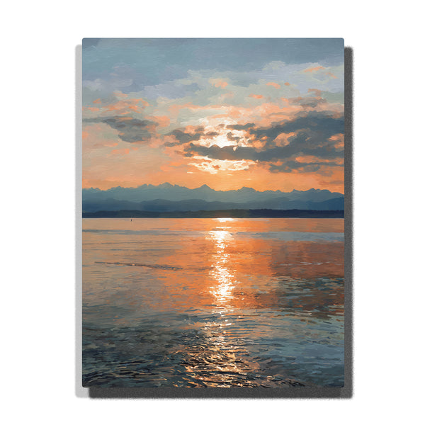 🌅 Lake Constance Sunset Paint by Numbers | Golden Reflections & Alpine Horizon | PaintEasy
