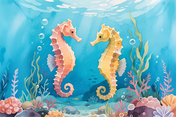 Paint by Numbers：Loving Seahorses
