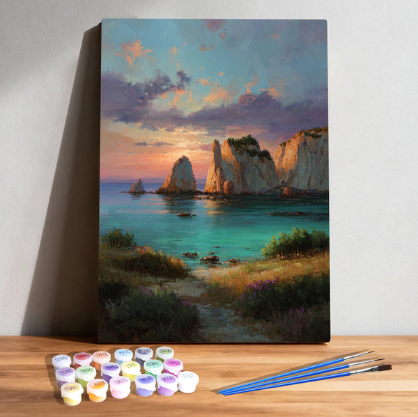 Mallorca Coastal Cliffs Sunset – Spain Paint by Numbers Kit | PaintEasy