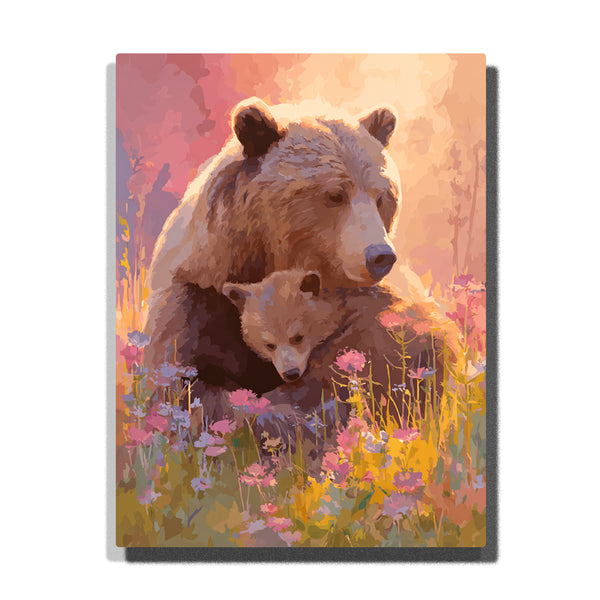 Mama Bear & Baby Cub Paint by Numbers | Cute Bear Family DIY Painting Kit | PaintEasy