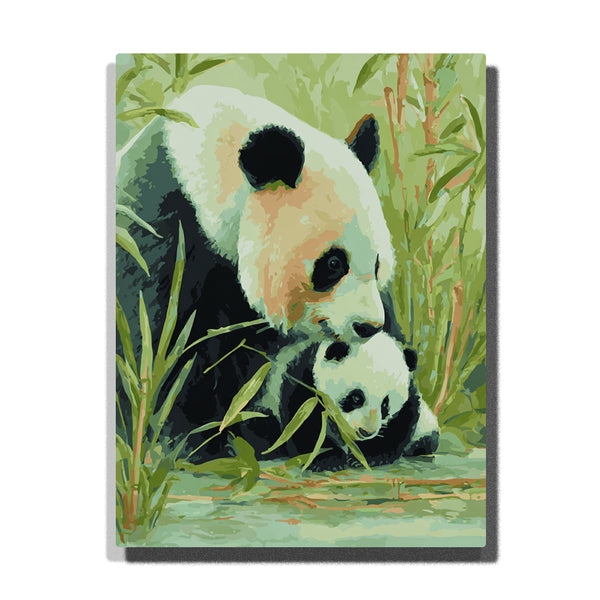 Mama Panda & Baby Paint by Numbers | Bamboo Forest Hug DIY Painting Kit | PaintEasy