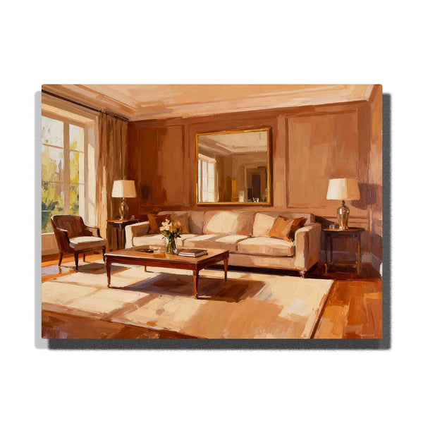 Mocha Mousse Elegant Living Room Glow Paint by Numbers Kit | PaintEasy