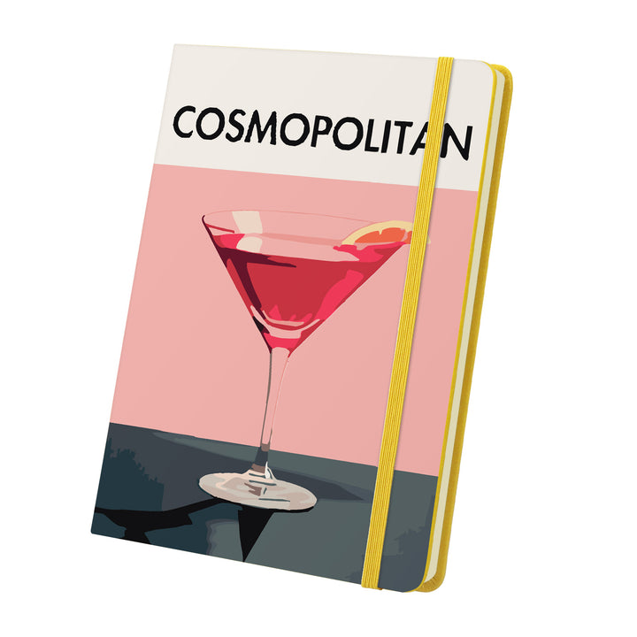 Elegant Cosmopolitan cocktail with citrus garnish in a martini glass Notebook Paint by Numbers Kit with yellow or pink cover options by PaintEasy