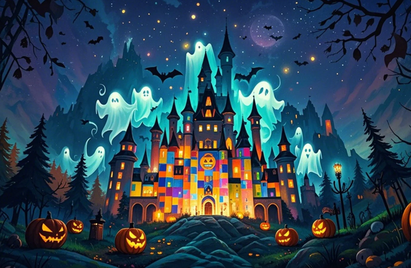 Paint by Numbers：Night of Wonders Surprise and Fun Brought by a Haunted House, Ghosts, and Jack-o'-Lanterns