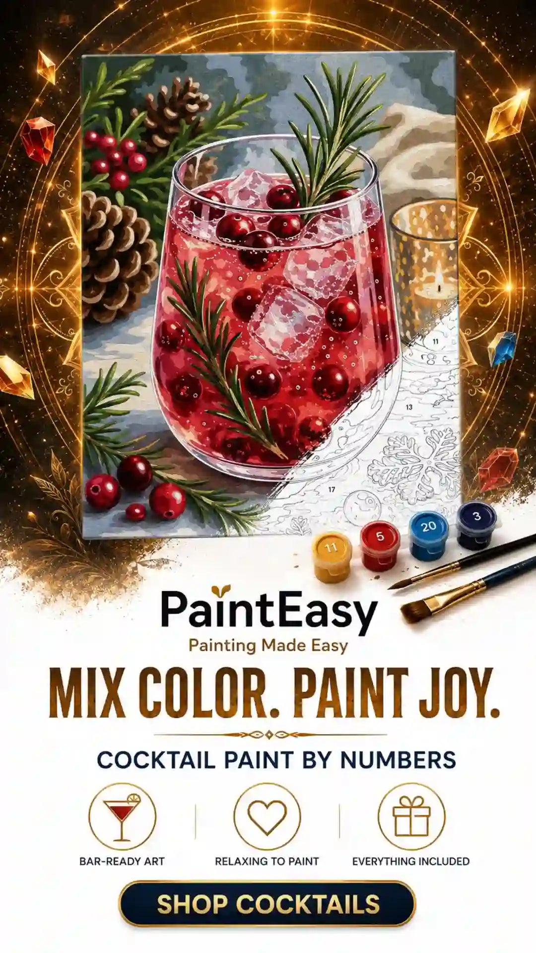 Red fruit cocktail paint-by-numbers kit