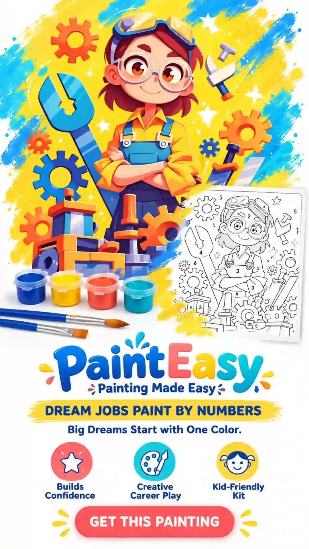Child astronaut dream jobs paint-by-numbers kit