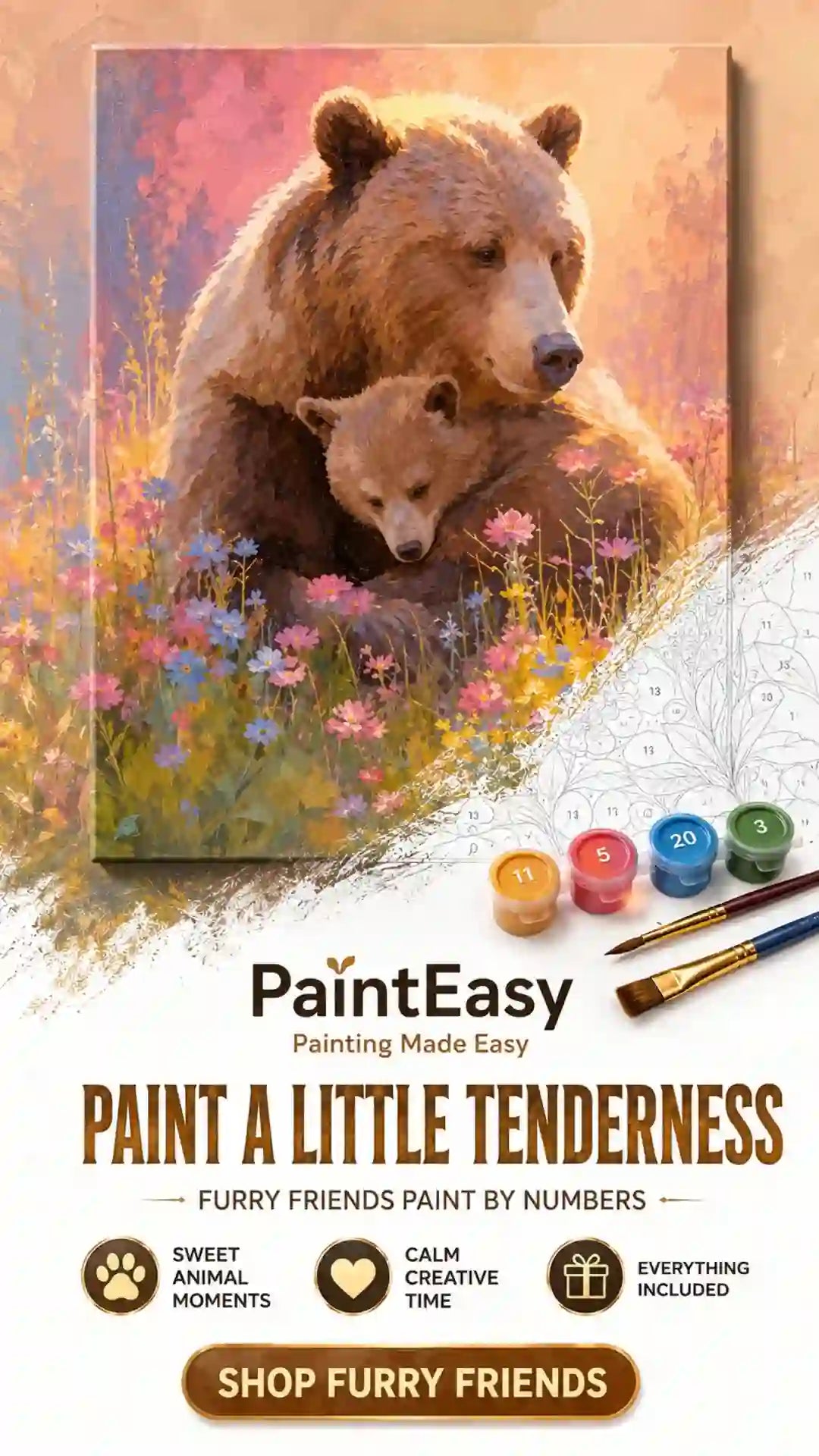 Tender rabbit in a floral meadow paint-by-numbers kit