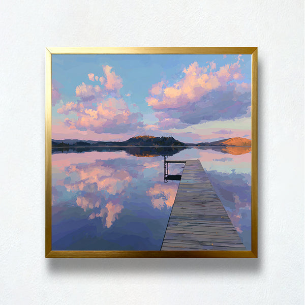 Pastel Cloud Lake Dock Paint by Numbers Kit | PaintEasy