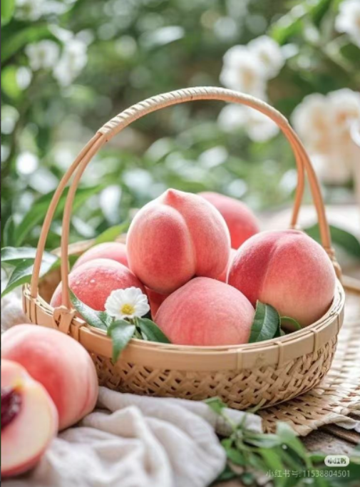Paint by Numbers：Peachy Abundance Basket Full of Plump and Juicy Peaches DIY Paint by Numbers Kit