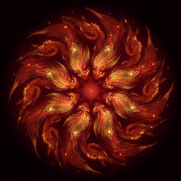 Phoenix Radiance Mandala Paint by Numbers | Red & Gold Fire Element Mindfulness Art