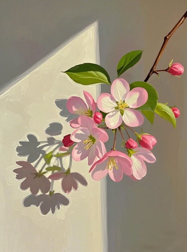Paint by Numbers：Pink Whispers Gentle Flowers and Serene Light & Shadow Dialogue DIY Paint by Numbers Kit