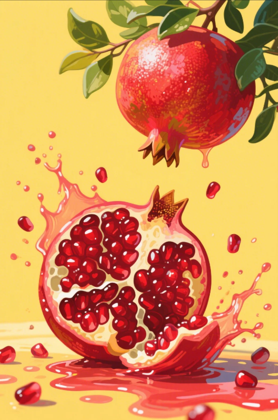 Paint by Numbers：Pomegranate Dance Brilliant Display of Plump Pomegranates and Splashing Juice DIY Paint by Numbers Kit