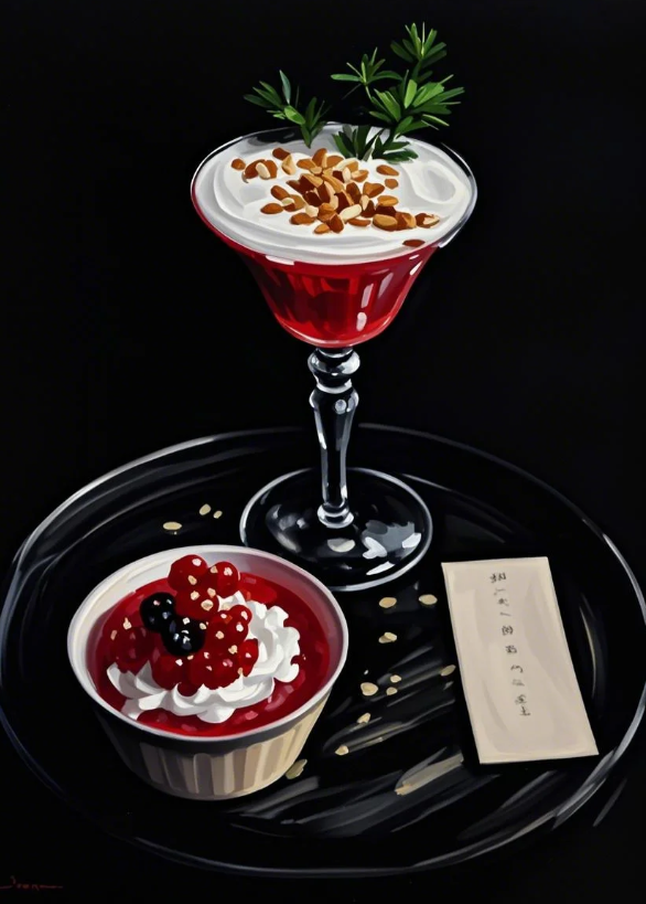 Paint by Numbers：Ruby Red Charm Elegant Presentation of Exquisite Berry Dessert Painting Kit
