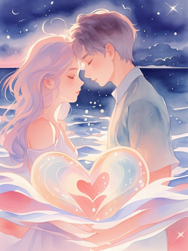 Paint by Numbers：Seaside Love Whispers Starry Night Romance, a Couple Sharing Their Love by a Tranquil Seaside, Accompanied by Stars and Waves DIY Paint by Numbers Kit
