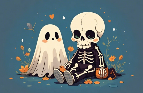 Paint by Numbers：Serenity of Friendship Peace and Companionship Brought by a Skeleton and Ghost Friend